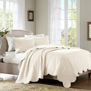 Madison Park Tuscany Bedspread Set 3 Pc Shams Ivory Full/Queen Ivory quilted